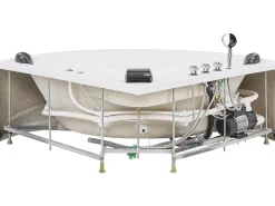 Banheira De Hidromassagem De Canto Em Acrilico Branco Com Led 140 X 140 Cm Baracoa