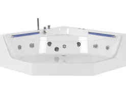 Banheira De Hidromassagem De Canto Em Acrilico Branco Com Led 211 X 150 Cm Caceres