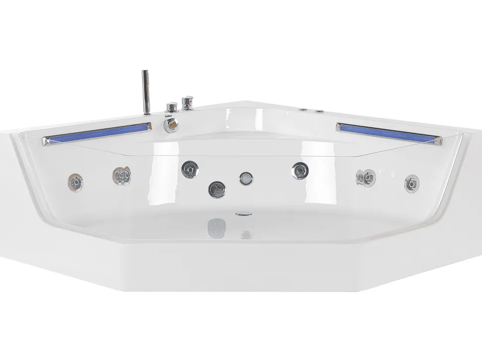 Banheira De Hidromassagem De Canto Em Acrilico Branco Com Led 211 X 150 Cm Caceres