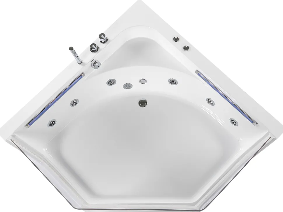 Banheira De Hidromassagem De Canto Em Acrilico Branco Com Led 211 X 150 Cm Caceres