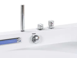 Banheira De Hidromassagem De Canto Em Acrilico Branco Com Led 211 X 150 Cm Caceres