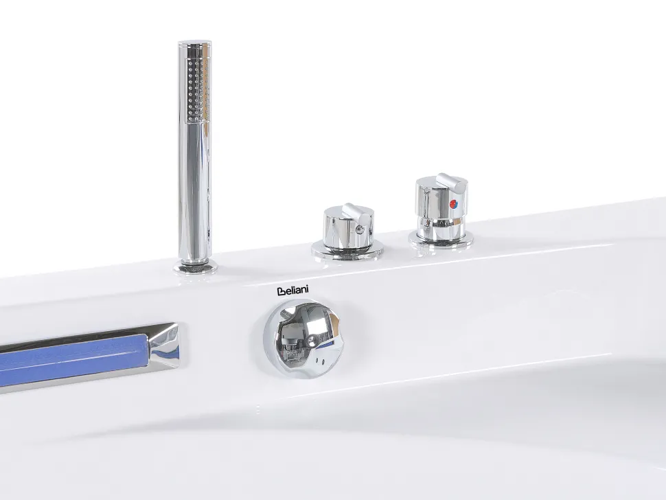 Banheira De Hidromassagem De Canto Em Acrilico Branco Com Led 211 X 150 Cm Caceres