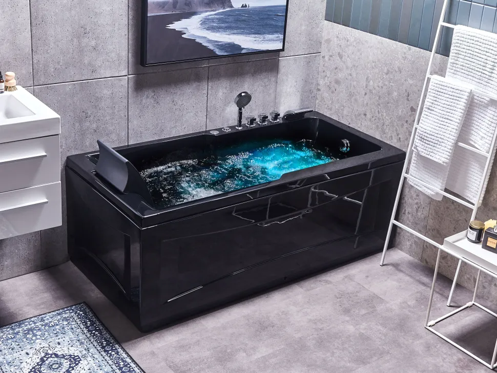 Banheira De Hidromassagem Versao A Esquerda Em Acrilico Preto 169 X 81 Cm Artemisa