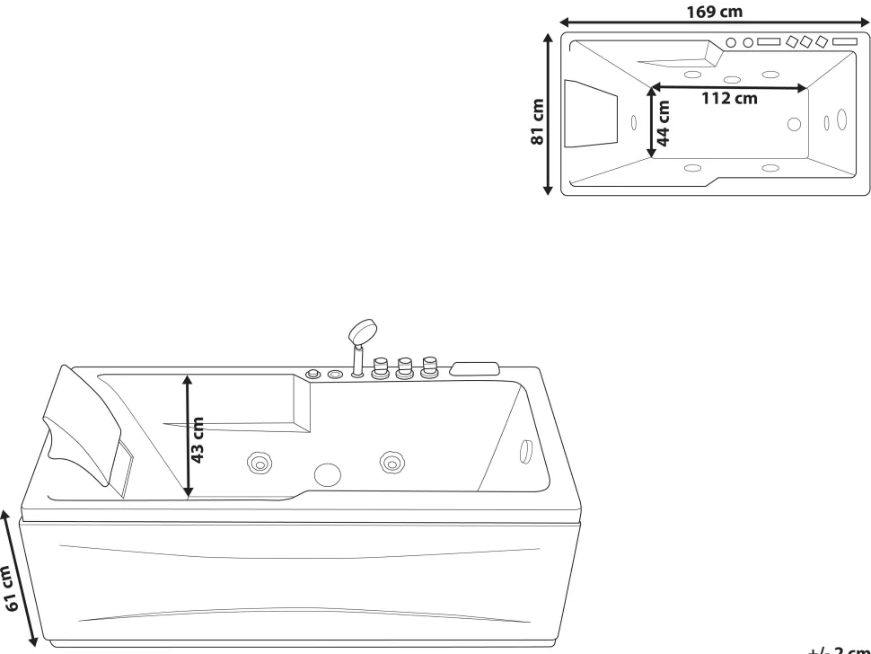 Banheira De Hidromassagem Versao A Esquerda Em Acrilico Preto 169 X 81 Cm Artemisa