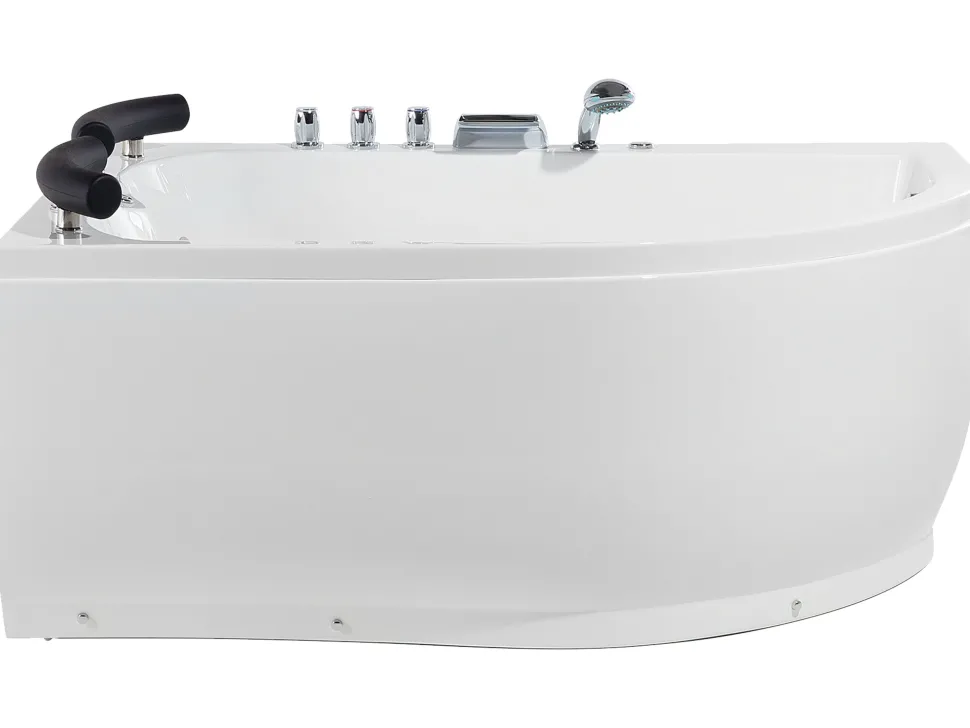 Banheira De Hidromassagem De Canto Versao A Direita Em Acrilico Branco Com Led 160 X 113 Cm Paradiso