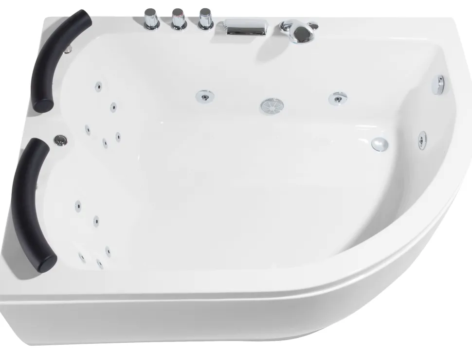 Banheira De Hidromassagem De Canto Versao A Direita Em Acrilico Branco Com Led 160 X 113 Cm Paradiso