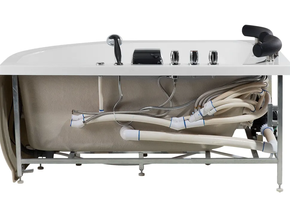 Banheira De Hidromassagem De Canto Versao A Direita Em Acrilico Branco Com Led 160 X 113 Cm Paradiso