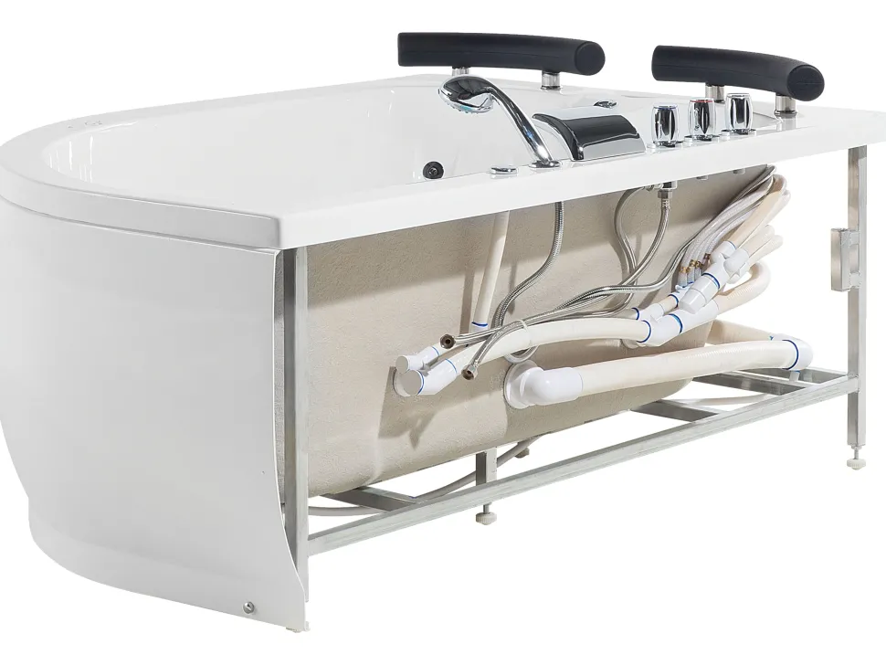 Banheira De Hidromassagem De Canto Versao A Direita Em Acrilico Branco Com Led 160 X 113 Cm Paradiso