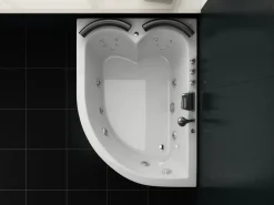 Banheira De Hidromassagem De Canto Versao A Direita Em Acrilico Branco Com Led 160 X 113 Cm Paradiso