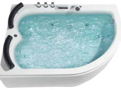 Banheira De Hidromassagem De Canto Versao A Direita Em Acrilico Branco Com Led 160 X 113 Cm Paradiso