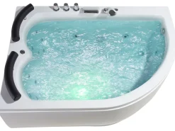 Banheira De Hidromassagem De Canto Versao A Direita Em Acrilico Branco Com Led 160 X 113 Cm Paradiso