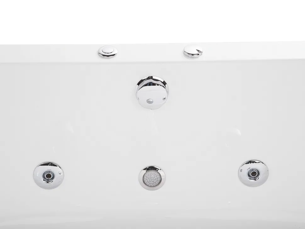 Banheira De Hidromassagem De Canto Em Acrilico Branco Com Led 140 X 140 Cm Meves