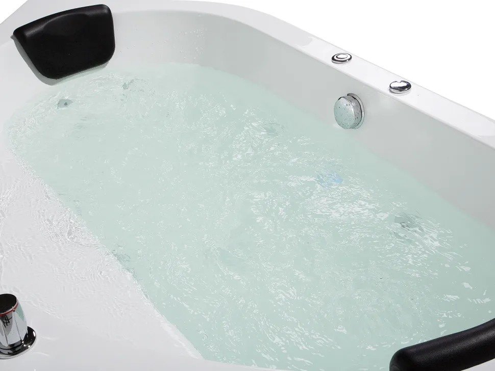 Banheira De Hidromassagem De Canto Em Acrilico Branco Com Led 140 X 140 Cm Meves