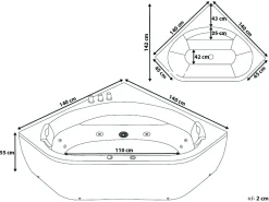 Banheira De Hidromassagem De Canto Em Acrilico Branco Com Led 140 X 140 Cm Meves