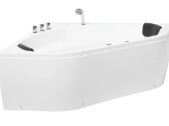 Banheira De Hidromassagem De Canto Em Acrilico Branco Com Led 140 X 140 Cm Meves