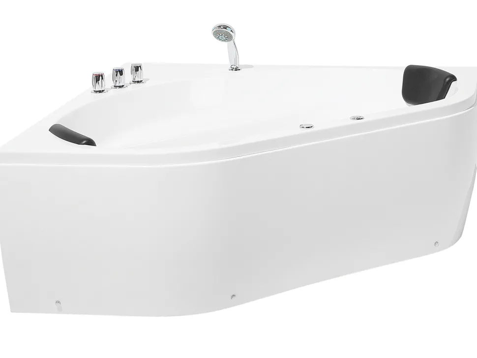 Banheira De Hidromassagem De Canto Em Acrilico Branco Com Led 140 X 140 Cm Meves