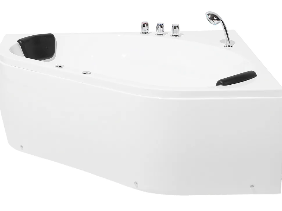 Banheira De Hidromassagem De Canto Em Acrilico Branco Com Led 140 X 140 Cm Meves