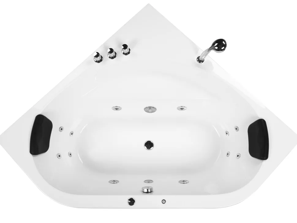Banheira De Hidromassagem De Canto Em Acrilico Branco Com Led 140 X 140 Cm Meves