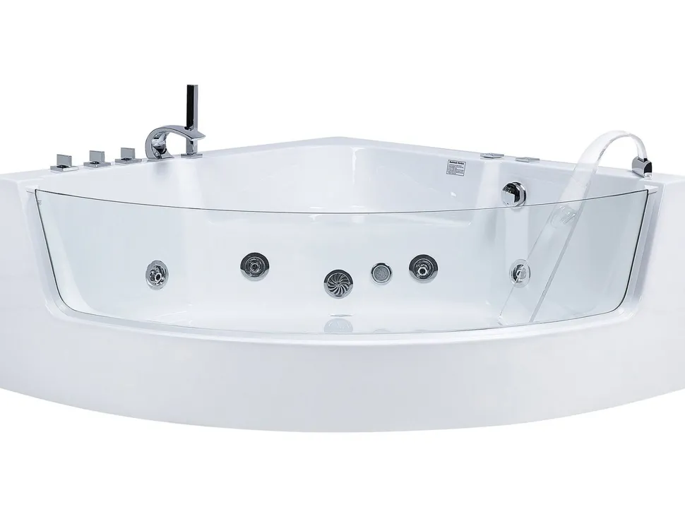 Banheira De Hidromassagem De Canto Em Acrilico Branco Com Led 190 X 135 Cm Marina