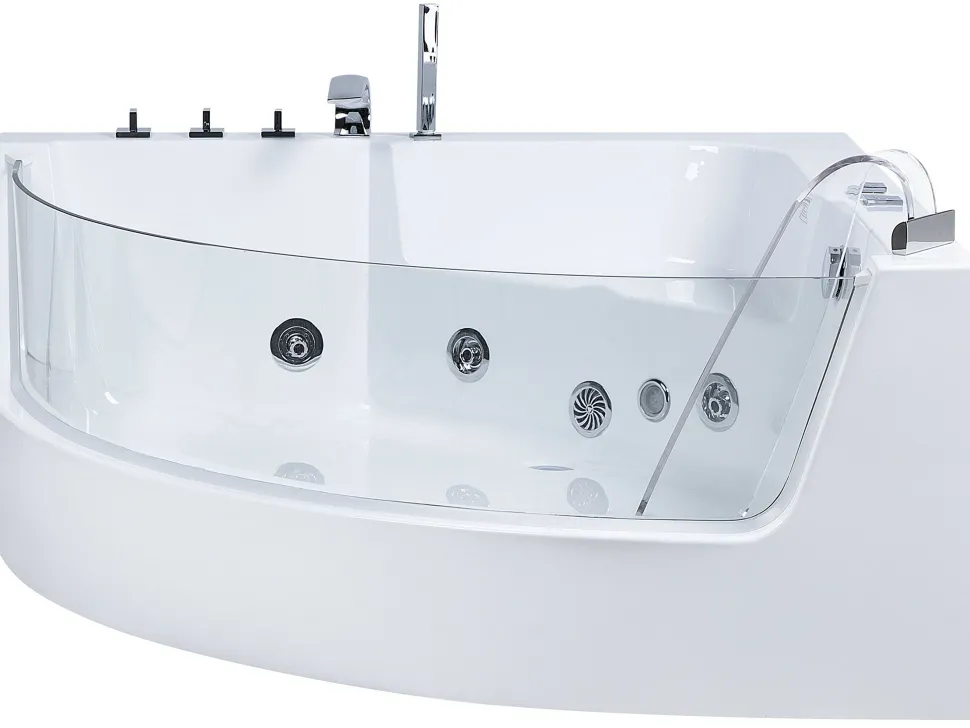 Banheira De Hidromassagem De Canto Em Acrilico Branco Com Led 190 X 135 Cm Marina