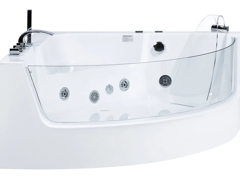 Banheira De Hidromassagem De Canto Em Acrilico Branco Com Led 190 X 135 Cm Marina