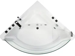 Banheira De Hidromassagem De Canto Em Acrilico Branco Com Led 190 X 135 Cm Marina