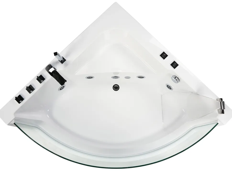 Banheira De Hidromassagem De Canto Em Acrilico Branco Com Led 190 X 135 Cm Marina