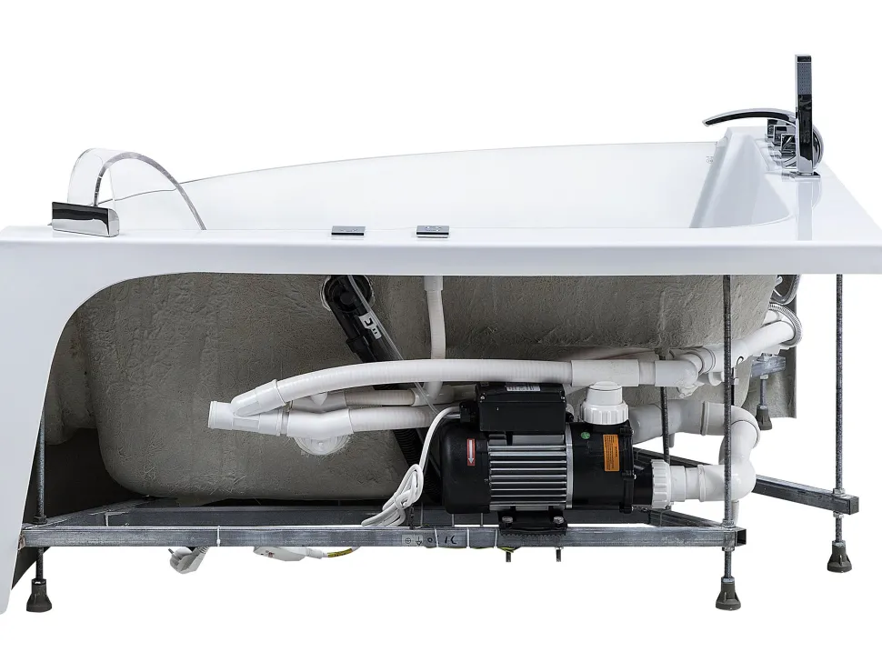 Banheira De Hidromassagem De Canto Em Acrilico Branco Com Led 190 X 135 Cm Marina