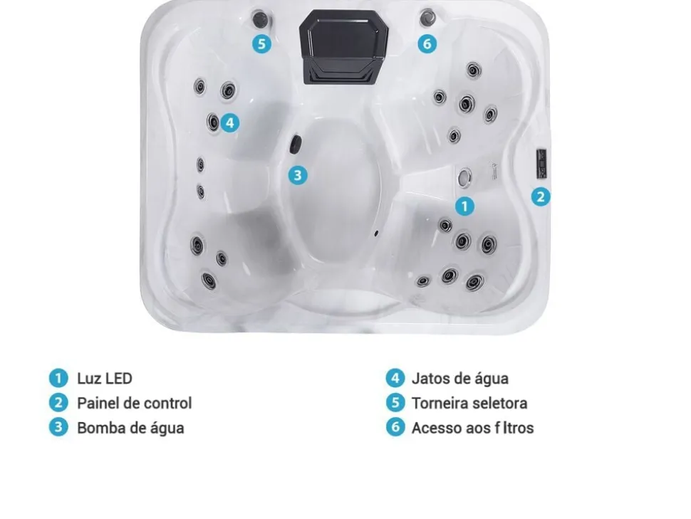 Banheira De Hidromassagem Para Exterior Em Acrilico Branco 180 X 215 Cm Arcelia