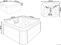 Banheira De Hidromassagem Para Exterior Em Acrilico Branco 180 X 215 Cm Arcelia