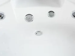 Banheira De Hidromassagem De Canto Em Acrilico Branco Com Led 140 X 140 Cm Martinica Ii