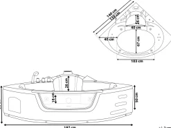 Banheira De Hidromassagem De Canto Em Acrilico Branco Com Led 140 X 140 Cm Martinica Ii