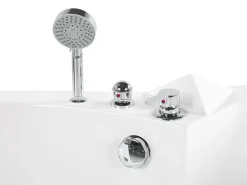 Banheira De Hidromassagem De Canto Em Acrilico Branco Com Led 140 X 140 Cm Martinica Ii