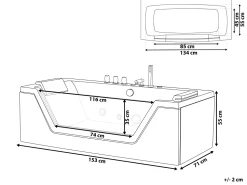 Banheira De Hidromassagem Em Acrilico Preto Com Led 153 X 71 Cm Samana