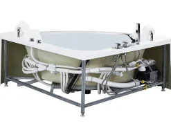 Banheira De Hidromassagem De Canto Em Acrilico Branco Com Led 201 X 150 Cm Mangle