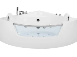 Banheira De Hidromassagem De Canto Em Acrilico Branco Com Led 201 X 150 Cm Mangle