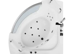 Banheira De Hidromassagem De Canto Em Acrilico Branco Com Led 201 X 150 Cm Mangle