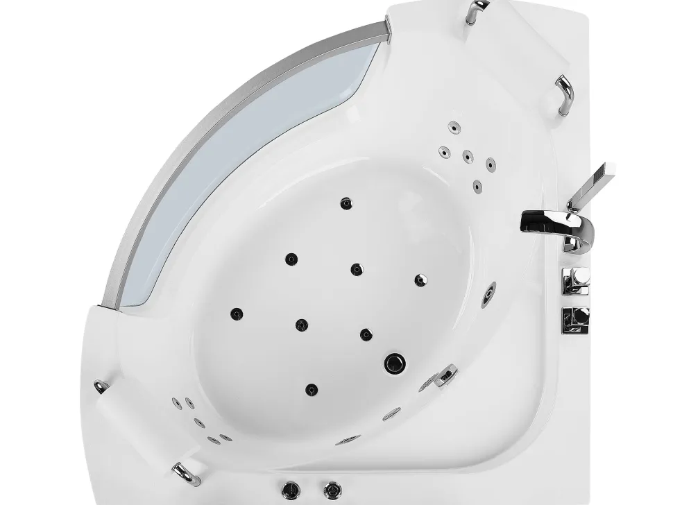 Banheira De Hidromassagem De Canto Em Acrilico Branco Com Led 201 X 150 Cm Mangle