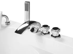 Banheira De Hidromassagem De Canto Em Acrilico Branco Com Led 201 X 150 Cm Mangle