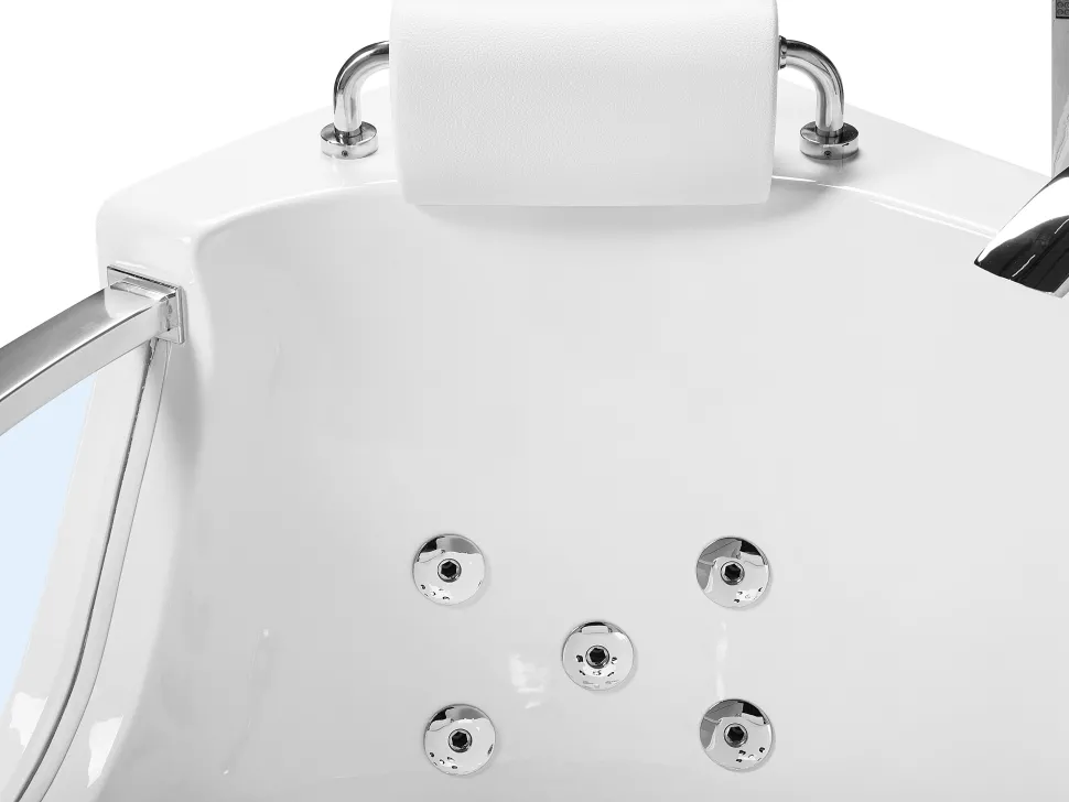 Banheira De Hidromassagem De Canto Em Acrilico Branco Com Led 201 X 150 Cm Mangle