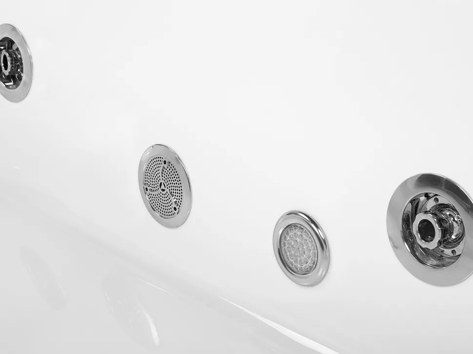 Banheira De Hidromassagem De Canto Em Acrilico Branco Com Led 201 X 150 Cm Mangle