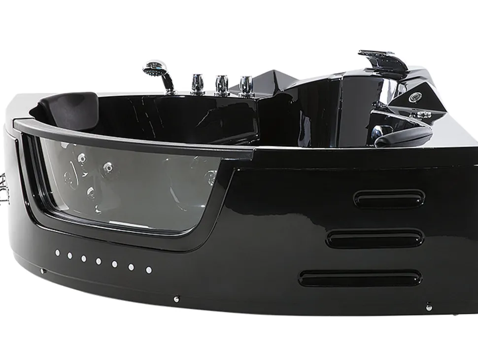 Banheira De Hidromassagem De Canto Em Acrilico Preto Com Led 214 X 155 Cm Martinica