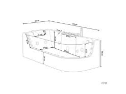 Banheira De Hidromassagem De Canto Em Acrilico Branco Com Led 170 X 80 Cm Acuario