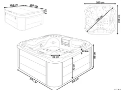 Banheira De Hidromassagem De Exterior Em Acrilico Cinzento Com Led 200 X 200 Cm Lastarria