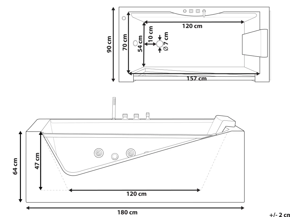 Banheira De Hidromassagem Em Acrilico Branco Com Led 180 X 90 Cm Marquis