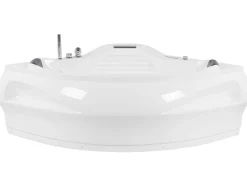 Banheira De Hidromassagem De Canto Em Acrilico Branco Com Led E Coluna Bluetooth 210 X 145 Cm Monaco