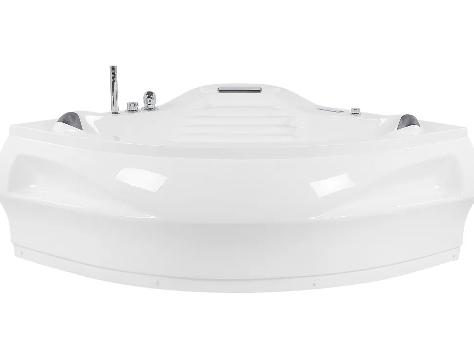 Banheira De Hidromassagem De Canto Em Acrilico Branco Com Led E Coluna Bluetooth 210 X 145 Cm Monaco