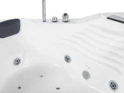 Banheira De Hidromassagem De Canto Em Acrilico Branco Com Led E Coluna Bluetooth 210 X 145 Cm Monaco