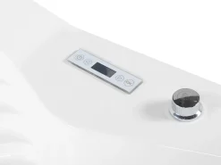 Banheira De Hidromassagem De Canto Em Acrilico Branco Com Led E Coluna Bluetooth 210 X 145 Cm Monaco