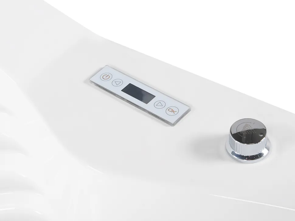 Banheira De Hidromassagem De Canto Em Acrilico Branco Com Led E Coluna Bluetooth 210 X 145 Cm Monaco